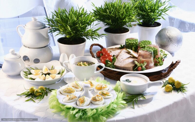 Breakfast Spread on Table — White, Serene
