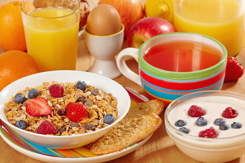 Breakfast Spread on Table — Yellow, Bright, Morning
