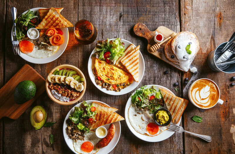Breakfast Spread on Wood — Brown