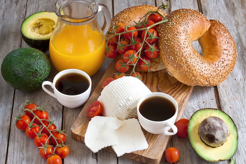 Breakfast Spread on Wood