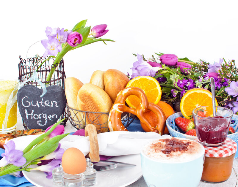 Breakfast Spread with Flowers
