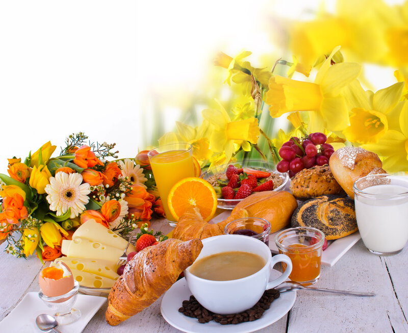 Breakfast Spread with Flowers — Yellow