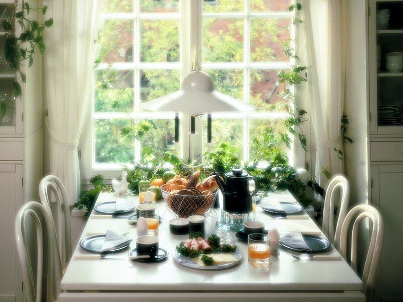 Breakfast Table Setting — White, Serene, Morning, Photograph