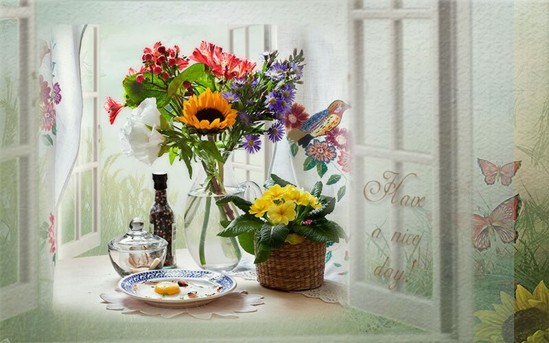 Breakfast Table with Flowers