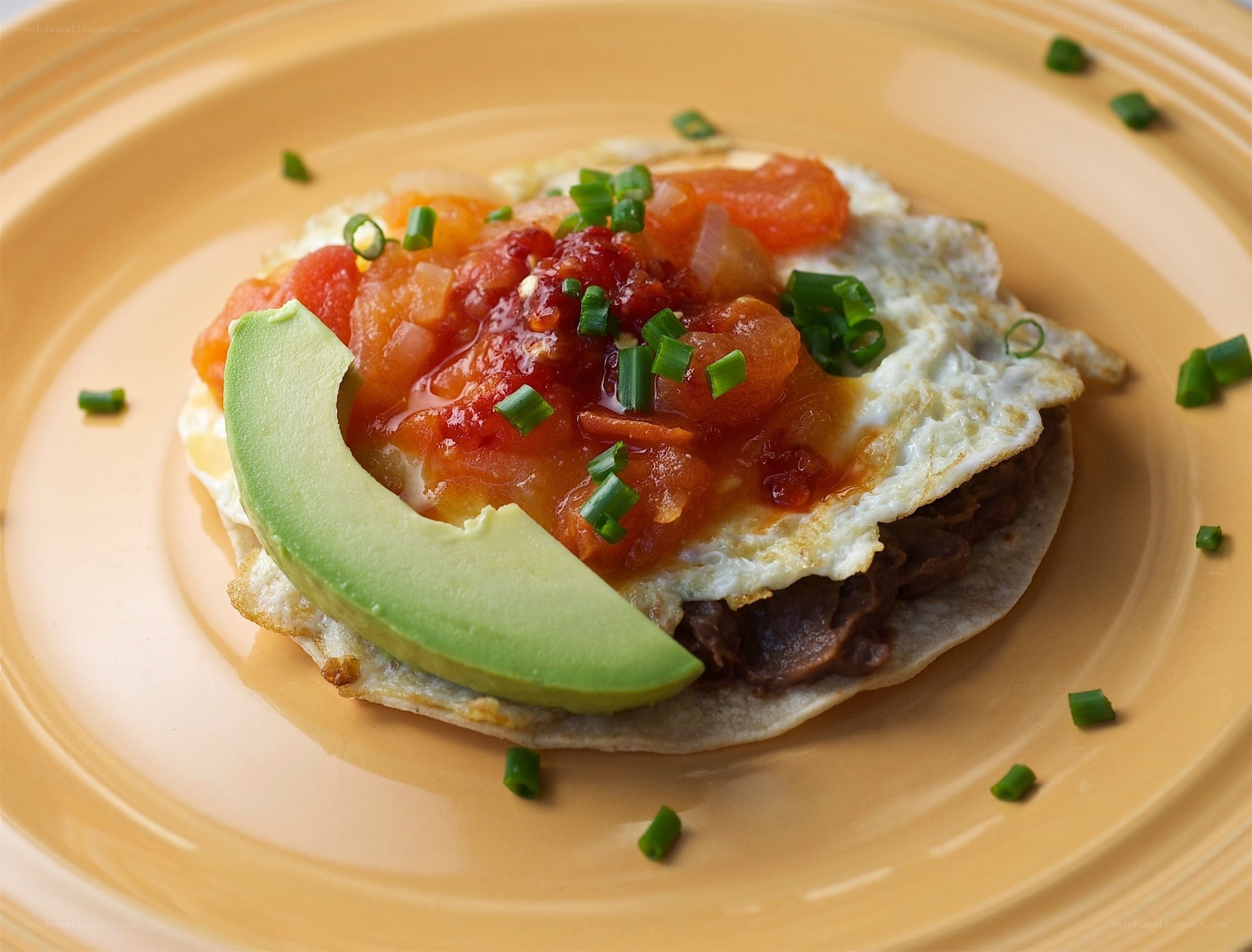 Breakfast tostada with avocado