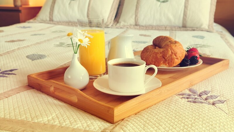 Breakfast Tray on Bed — Beige, Calm