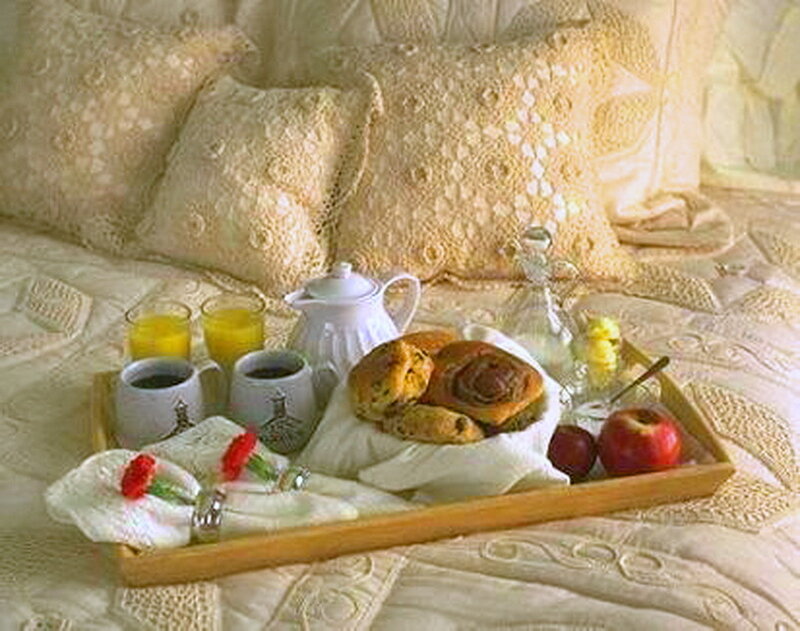 Breakfast Tray on Bed — Beige