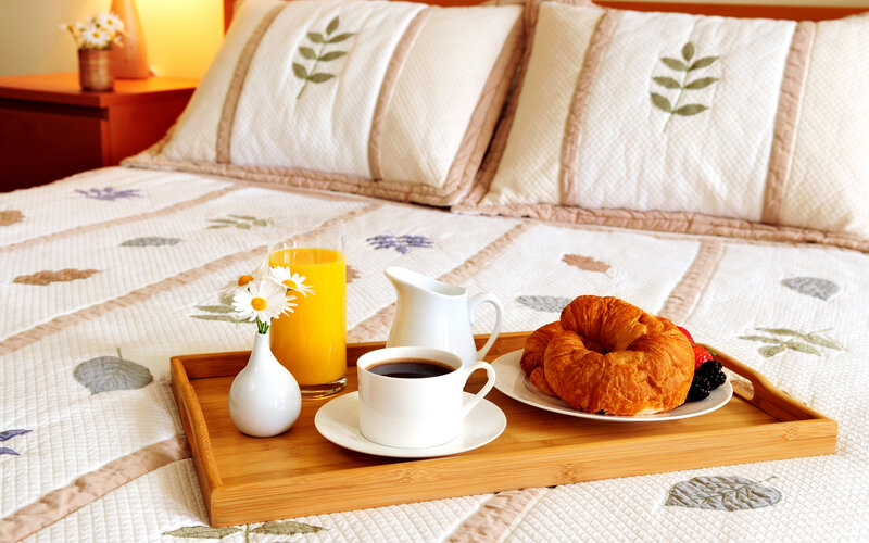 Breakfast Tray on Bed — White, Calm, Morning