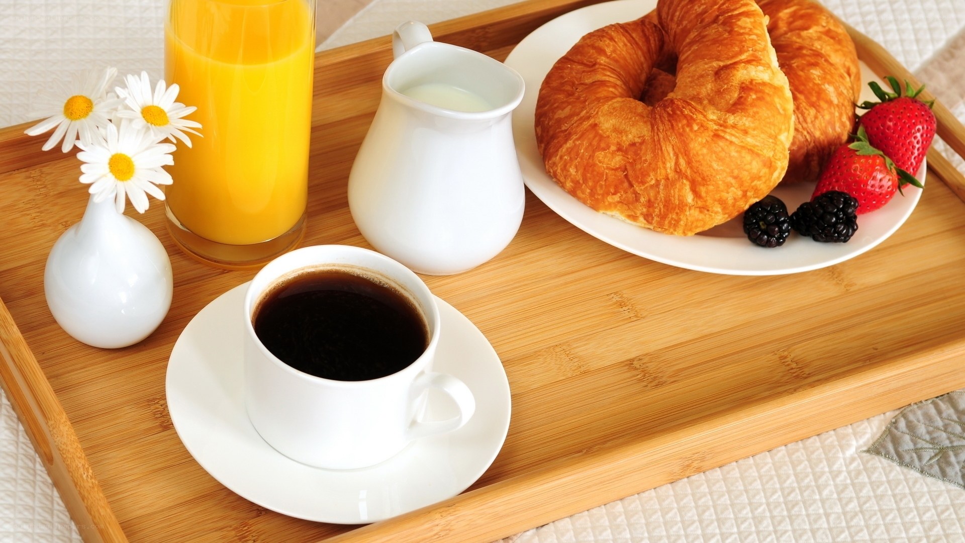 Breakfast tray with coffee and pastries