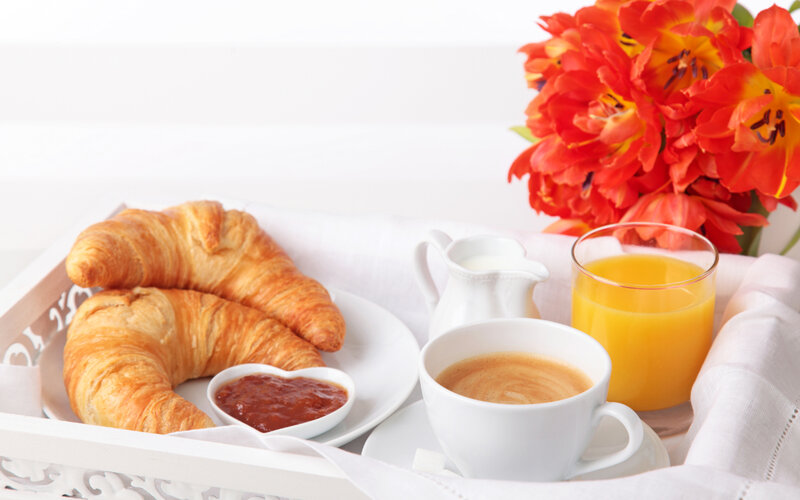 Breakfast Tray with Croissants — White, Calm, Morning