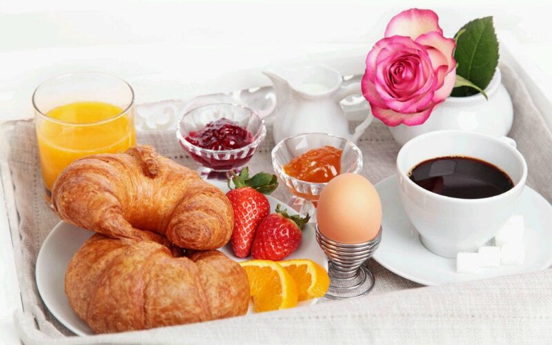 Breakfast Tray with Croissants — White, Serene, Morning