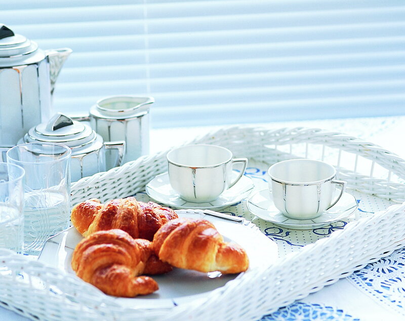 Breakfast Tray with Croissants — White, Serene