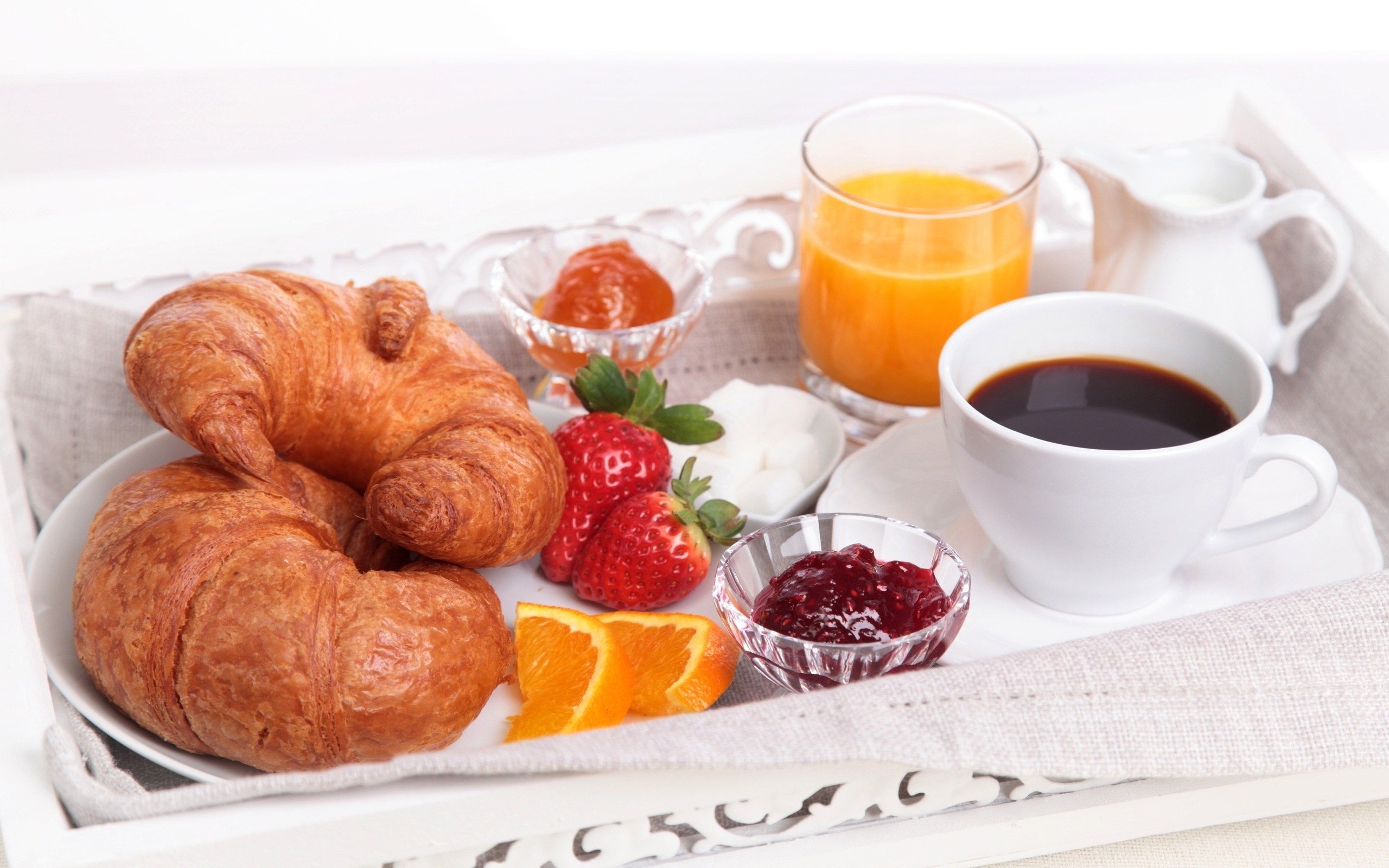 Breakfast tray with croissants