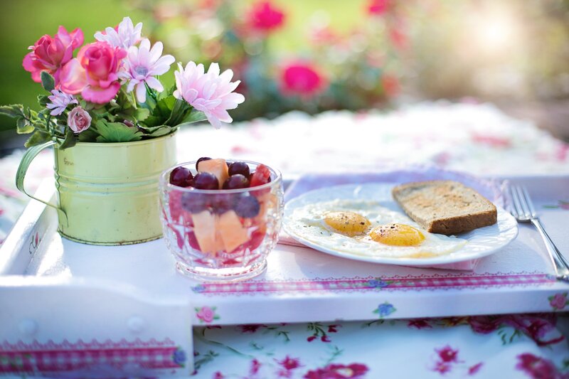 Breakfast Tray with Eggs — White