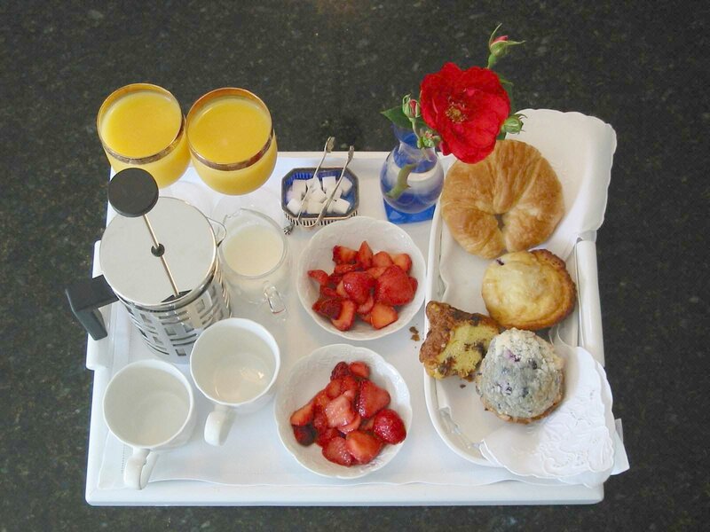 Breakfast tray with pastries