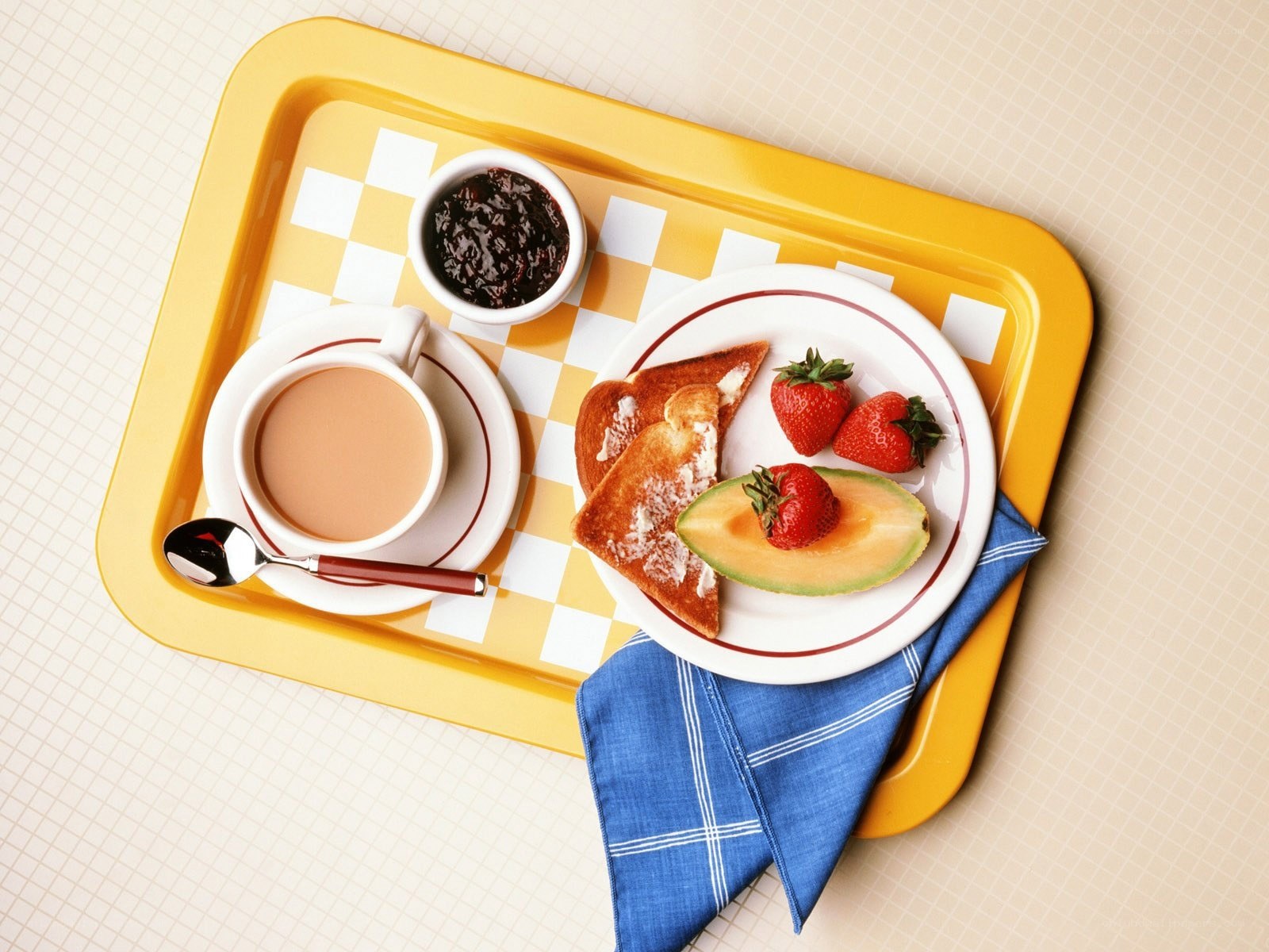 Breakfast tray with toast and fruit