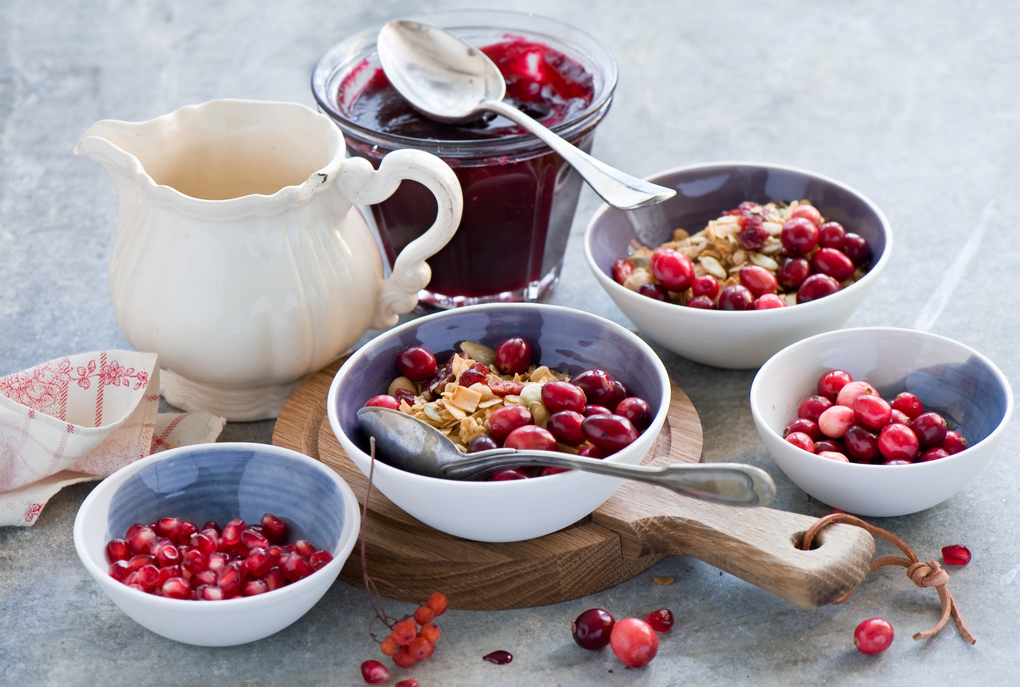 Breakfast with berries and jam