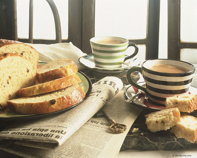 Breakfast with Bread and Coffee — Brown
