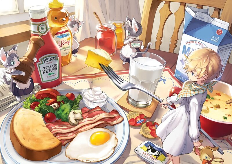 Breakfast with cats