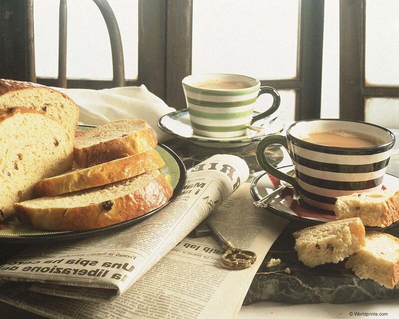 Breakfast with Coffee and Bread — Brown
