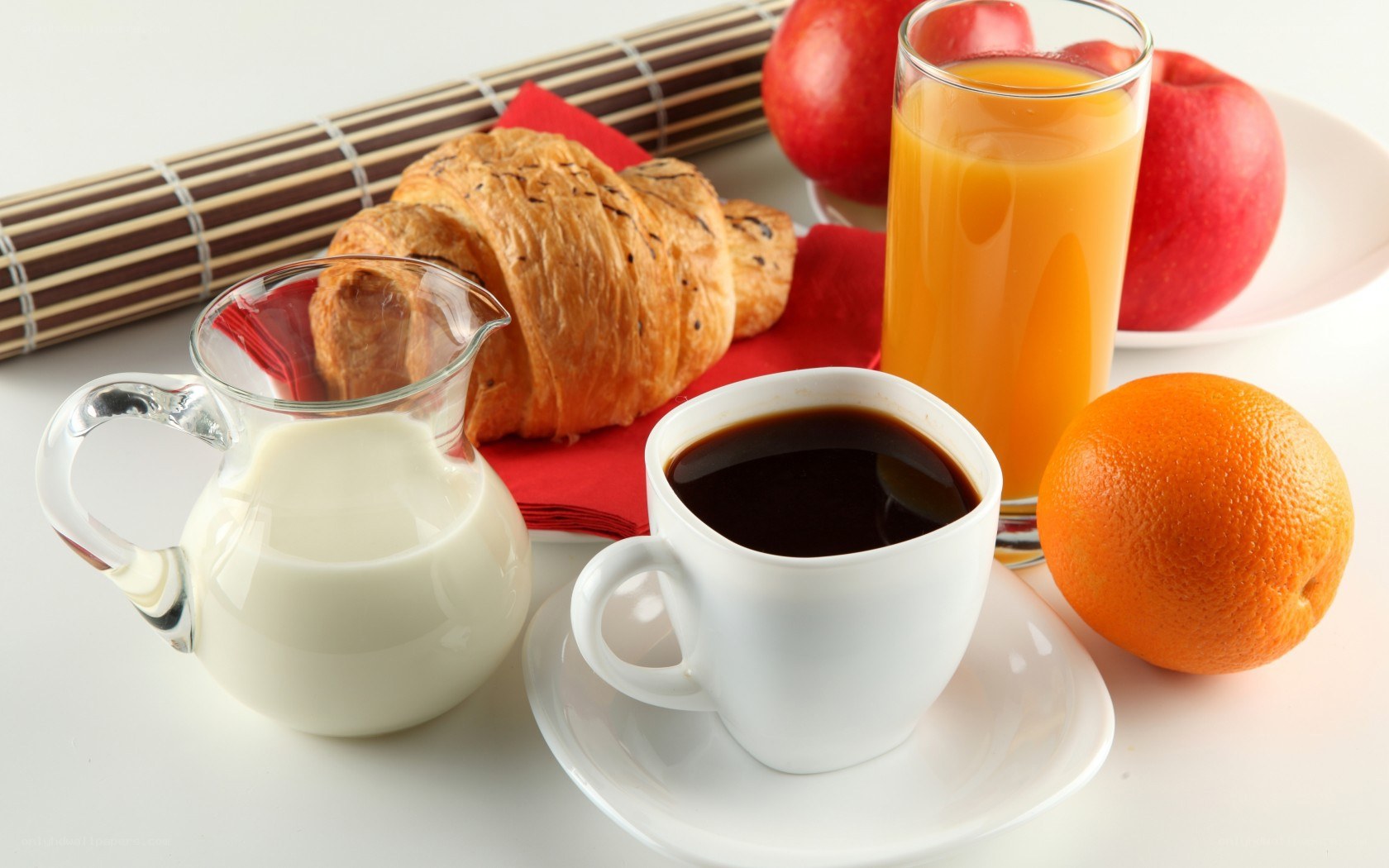 Breakfast with coffee and croissant