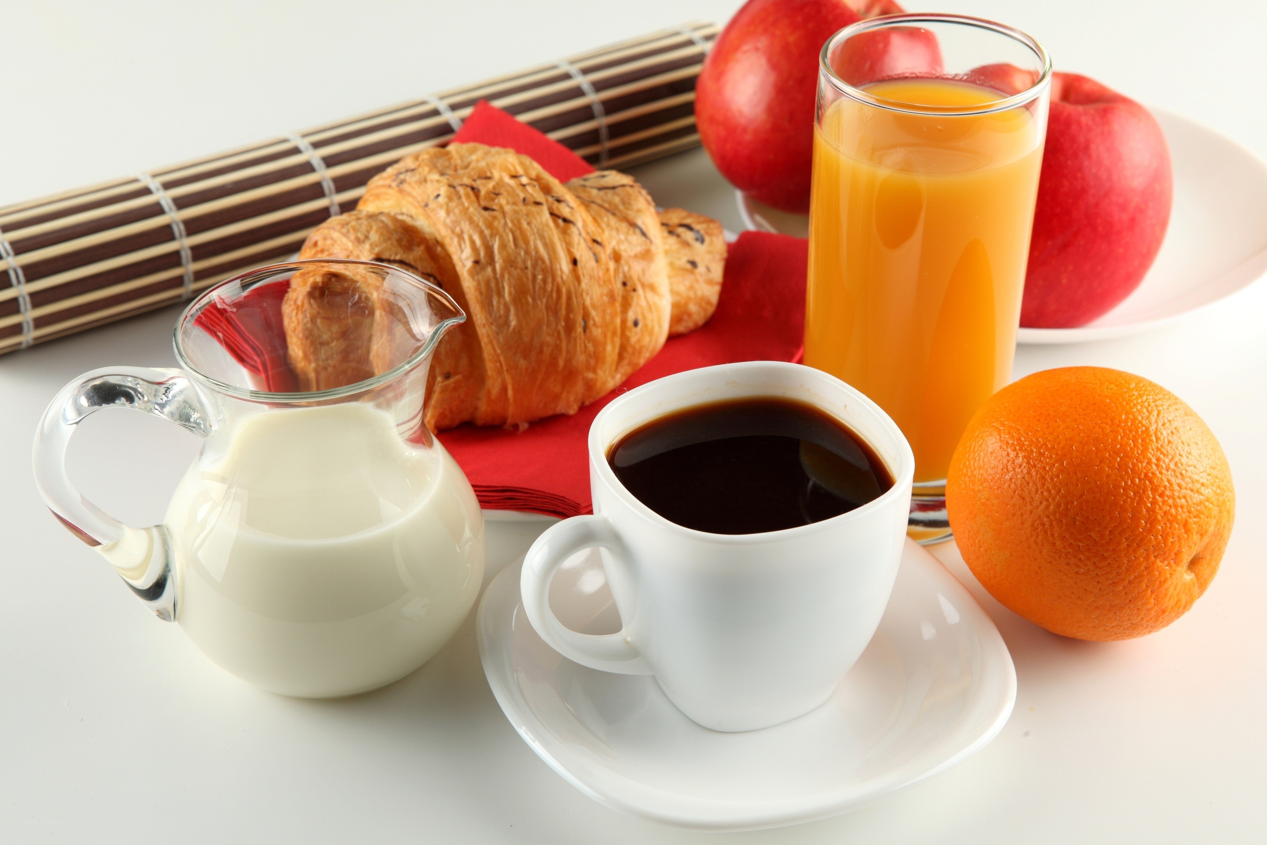 Breakfast with coffee and croissant