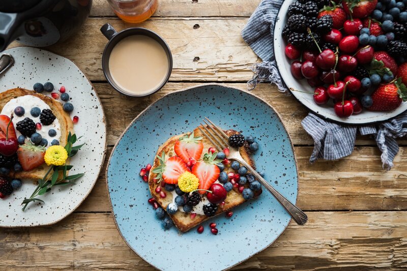 Breakfast with French toast and berries