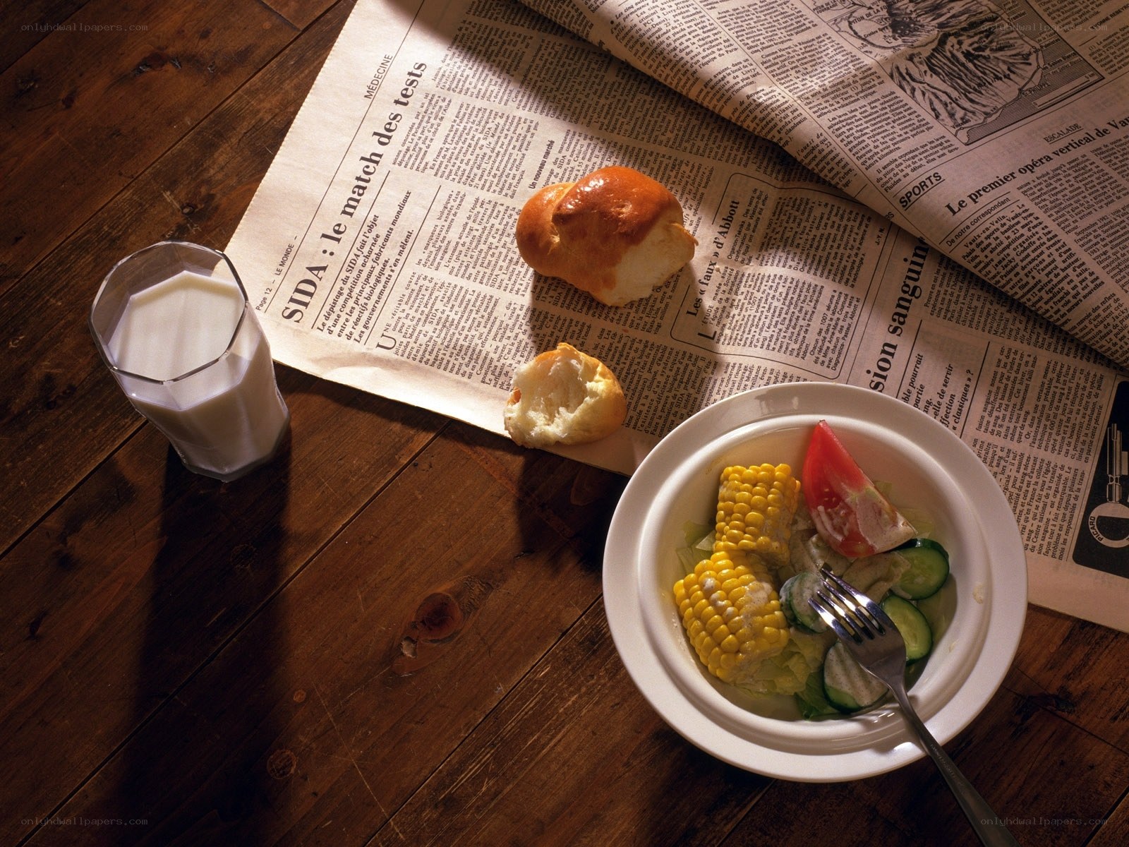 Breakfast with newspaper