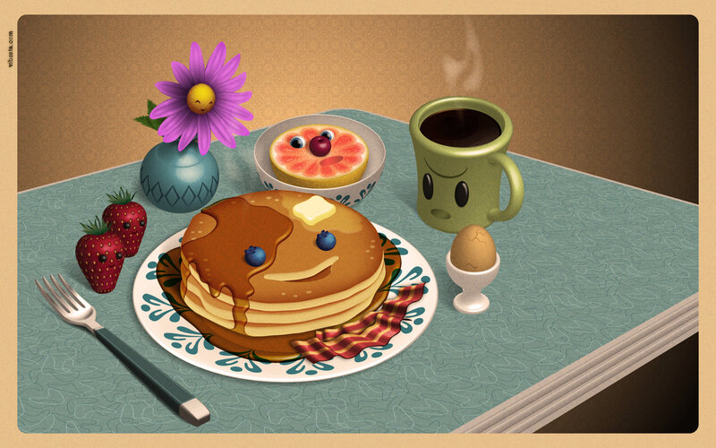 Breakfast with smiling food