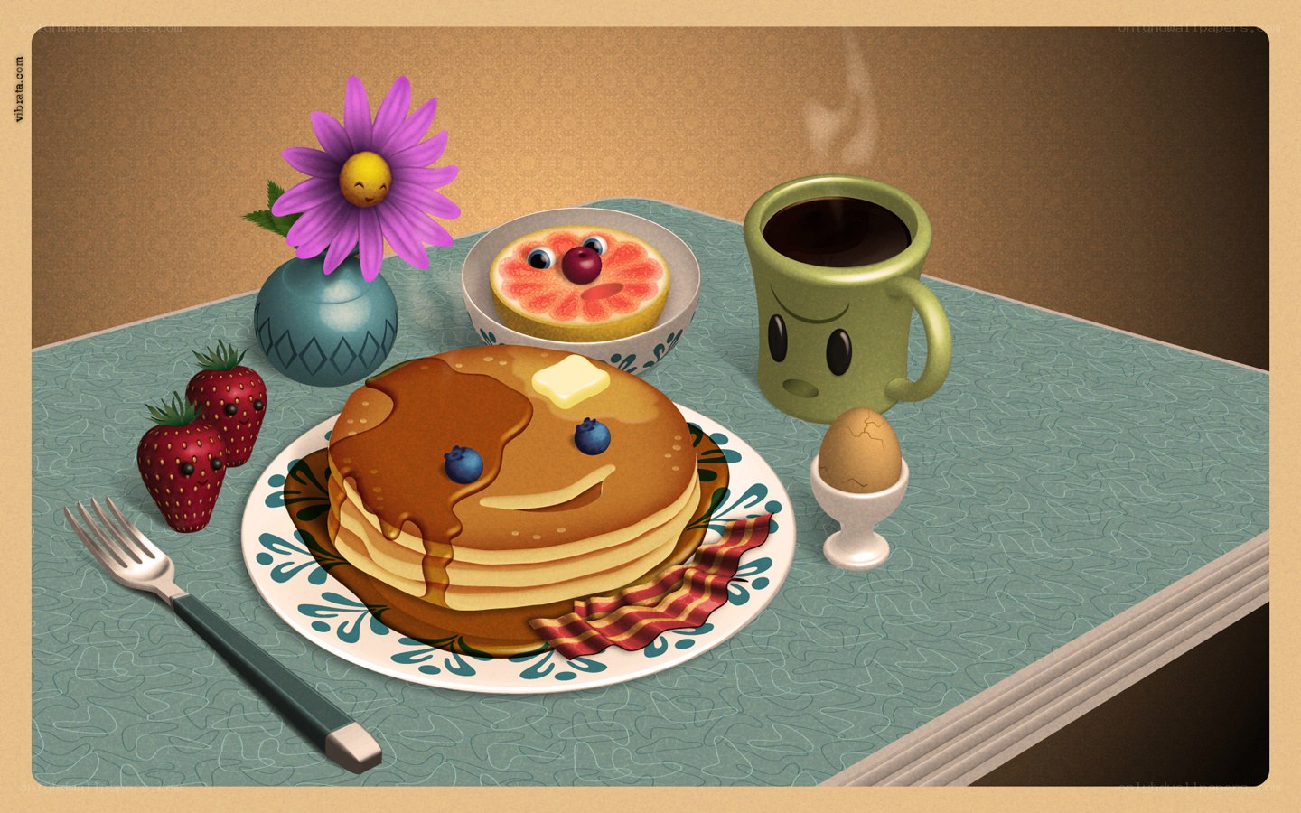 Breakfast with smiling food