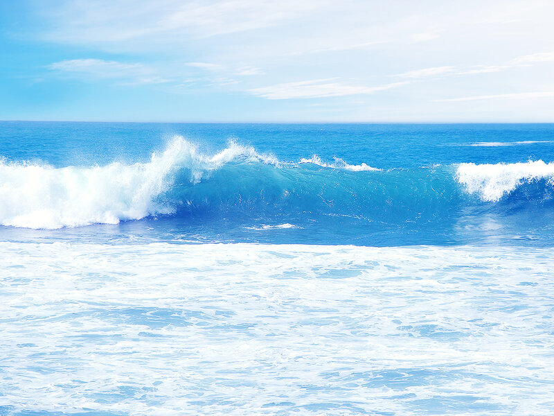 Breaking Ocean Wave — Blue, Calm, Afternoon