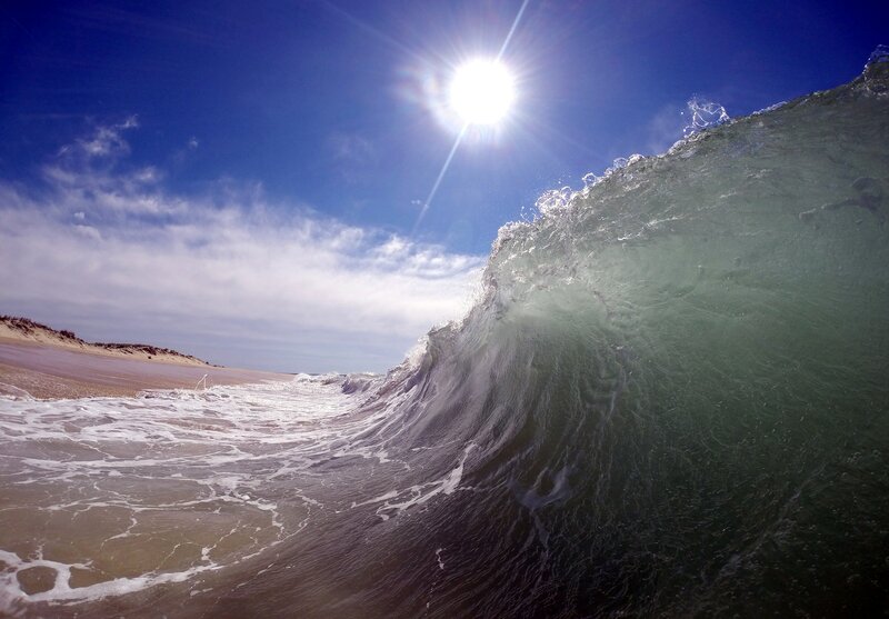 Breaking Ocean Wave — Blue, Dramatic, Afternoon, Photograph, Sun, Beach