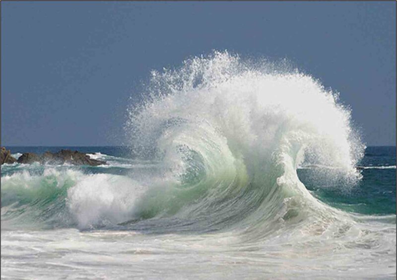 Breaking Ocean Wave — Blue, Dramatic, Afternoon