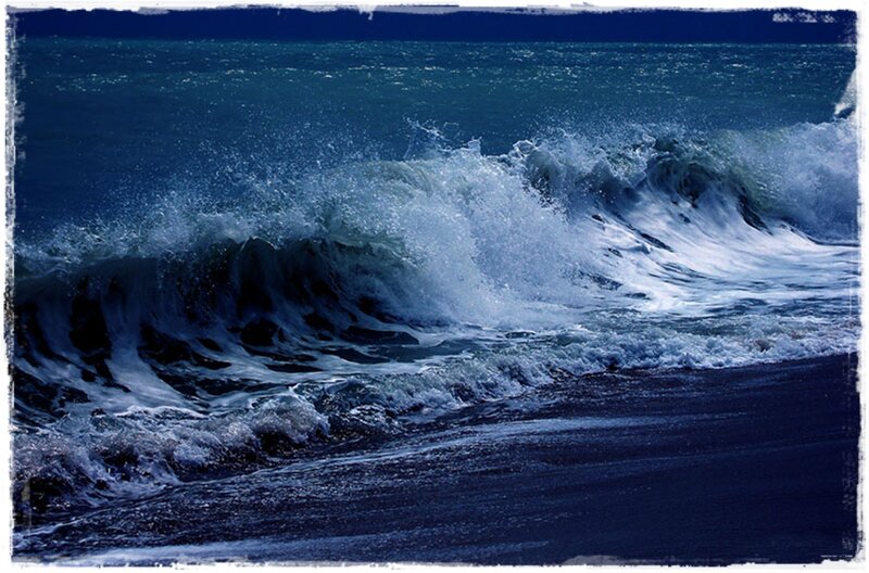 Breaking Ocean Wave — Blue, Dramatic, Photograph, Beach