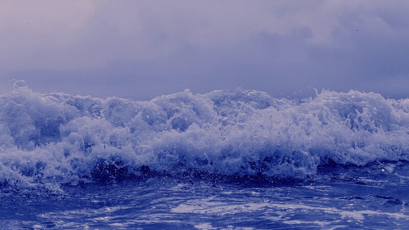 Breaking Ocean Wave — Blue, Dramatic, Photograph, Foam, Sea