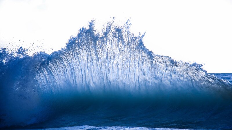 Breaking Ocean Wave — Blue, Dramatic, Photograph, Sky
