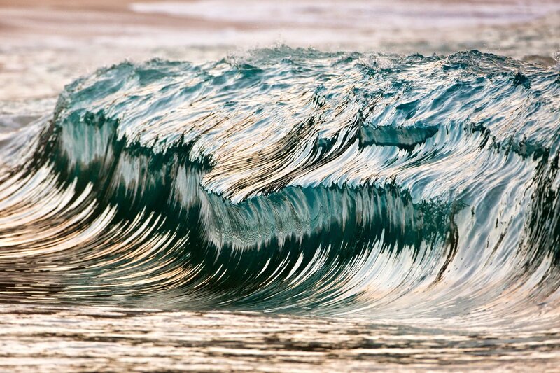 Breaking Ocean Wave — Blue, Dramatic, Sunset, Photograph, Sunlight