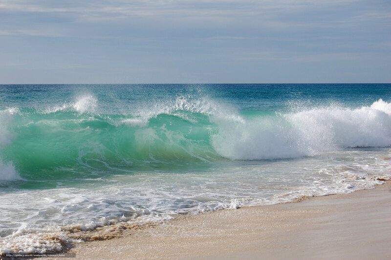 Breaking Ocean Wave — Blue, Dynamic, Afternoon, Photograph, Beach, Sky