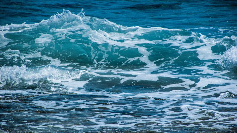 Breaking Ocean Wave — Blue, Dynamic, Afternoon, Photograph, Foam, Sea, Sunlight