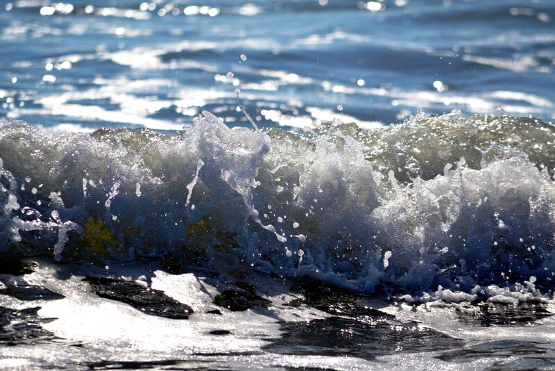 Breaking Ocean Wave — Blue, Dynamic, Afternoon, Photograph, Foam, Splashes