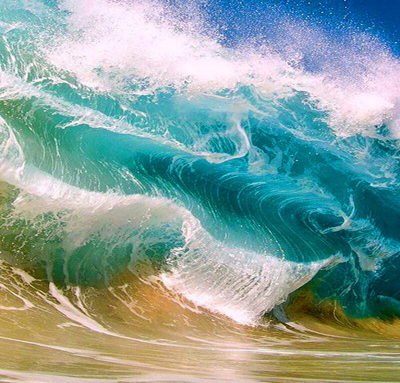 Breaking Ocean Wave — Blue, Dynamic, Afternoon, Photograph, Sea, Sky