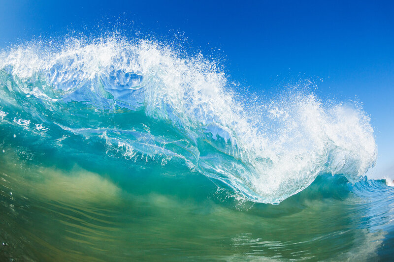 Breaking Ocean Wave — Blue, Dynamic, Afternoon, Photograph, Sky