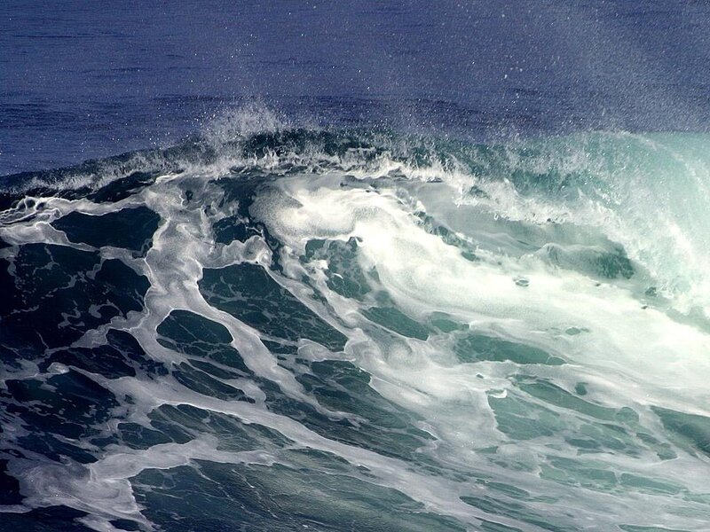 Breaking Ocean Wave — Blue, Dynamic, Photograph, Foam, Sea, Splashing