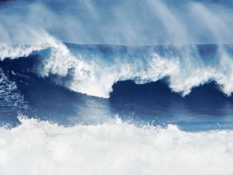 Breaking Ocean Wave — Blue, Dynamic, Photograph, Foam