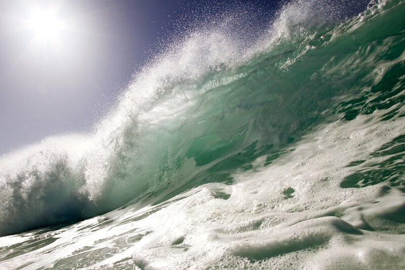 Breaking Ocean Wave — Green, Dramatic, Afternoon