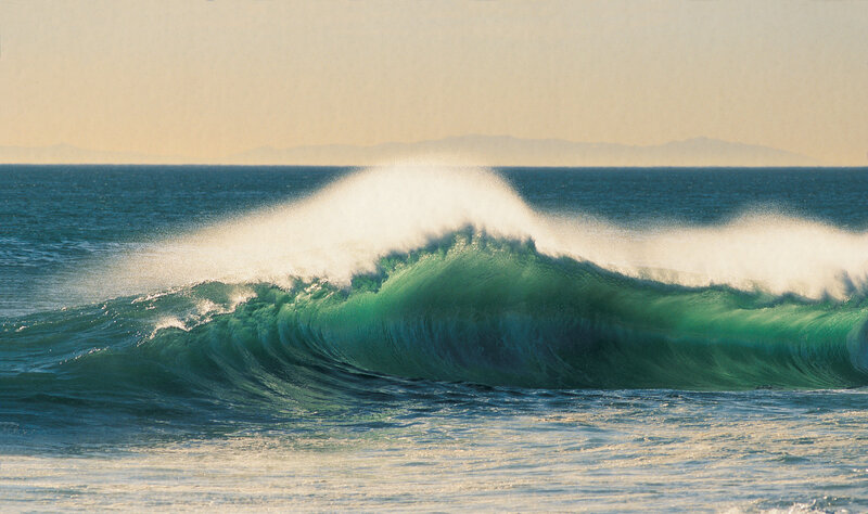 Breaking Ocean Wave — Green, Dramatic, Sunset
