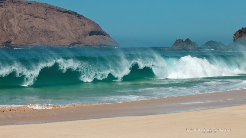 Breaking Wave at Beach — Blue, Dramatic