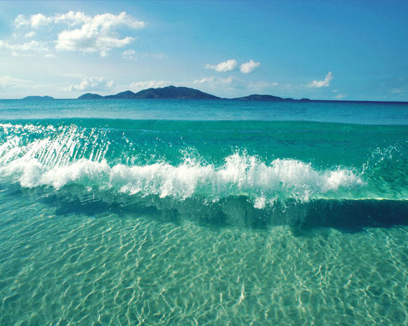 Breaking Wave at Beach — Blue, Serene