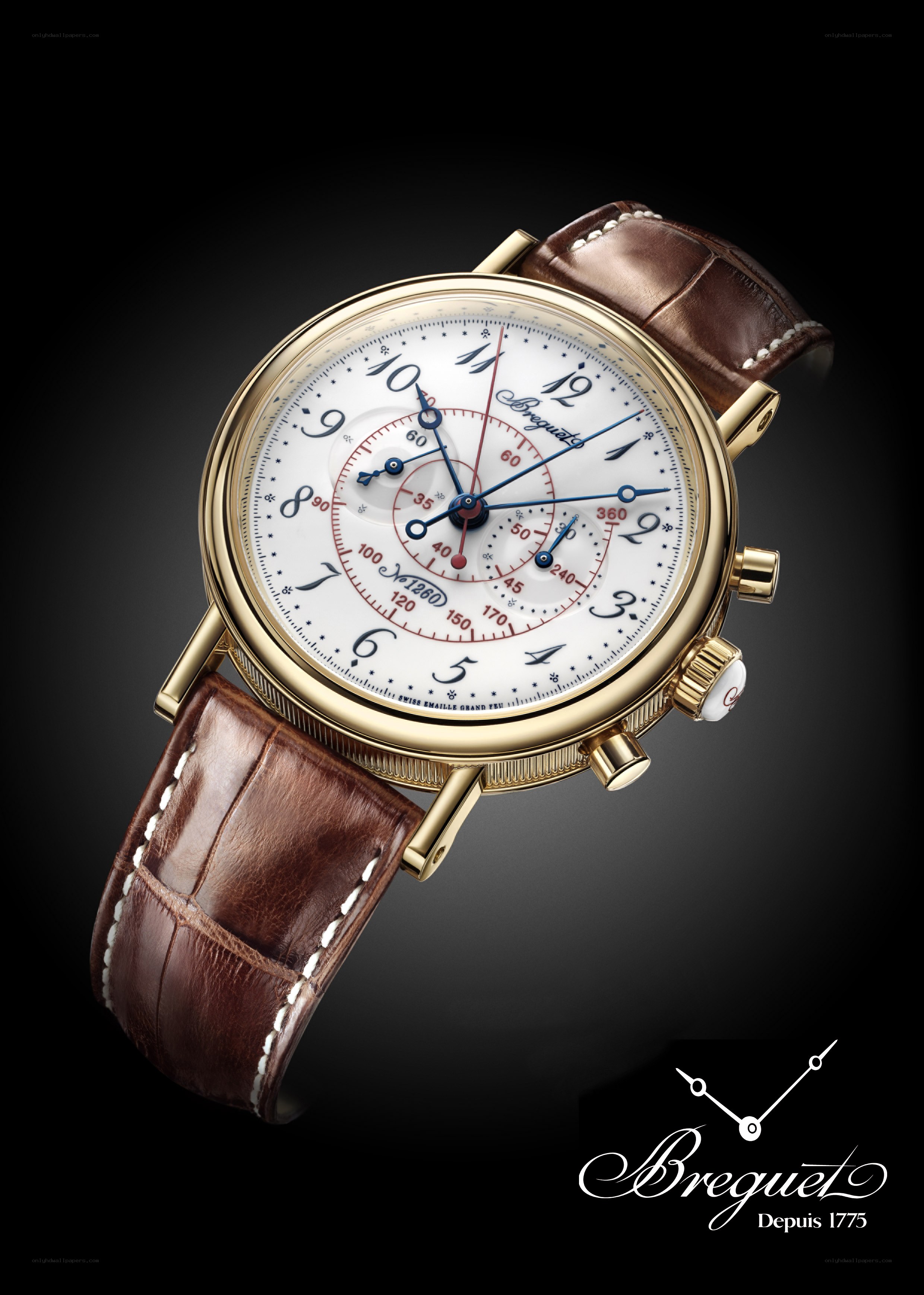 Breguet watch with brown leather strap