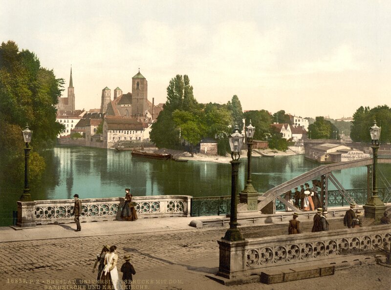 Breslau bridge with cathedral